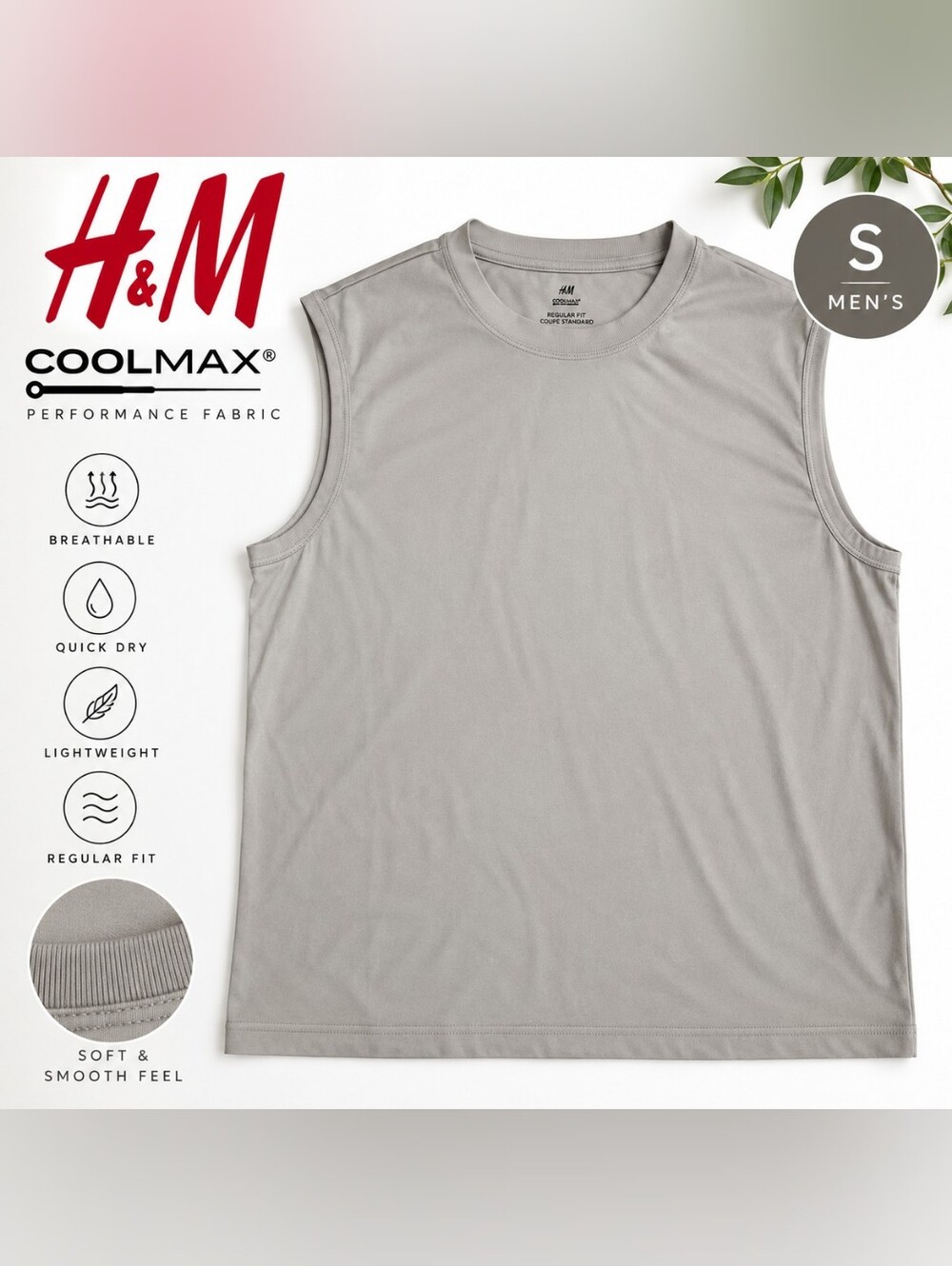 H&M COOLMAX Men’s Sleeveless Muscle Tee Size S